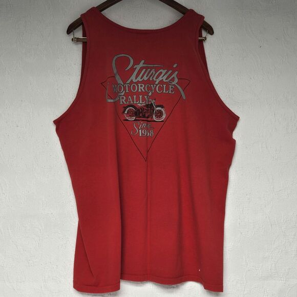Oneita Vintage 90s Red Sturgis Broken Spoke Saloon XXL Tank Top Muscle Shirt USA - Picture 3 of 8